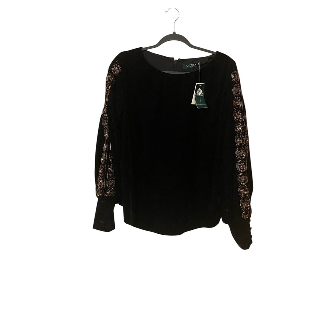 Ralph Lauren Black Top with Gold Embellishments